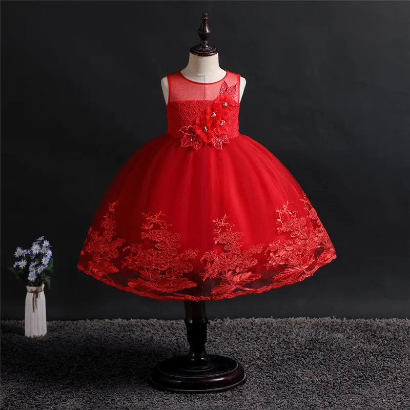Платья для девочек с кружевной аппликацией и вышивкой; платье принцессы на свадьбу для выступлений; вечерний костюм для девочек на День рождения; платье для малышей; BH-1026 - Цвет: jujube red