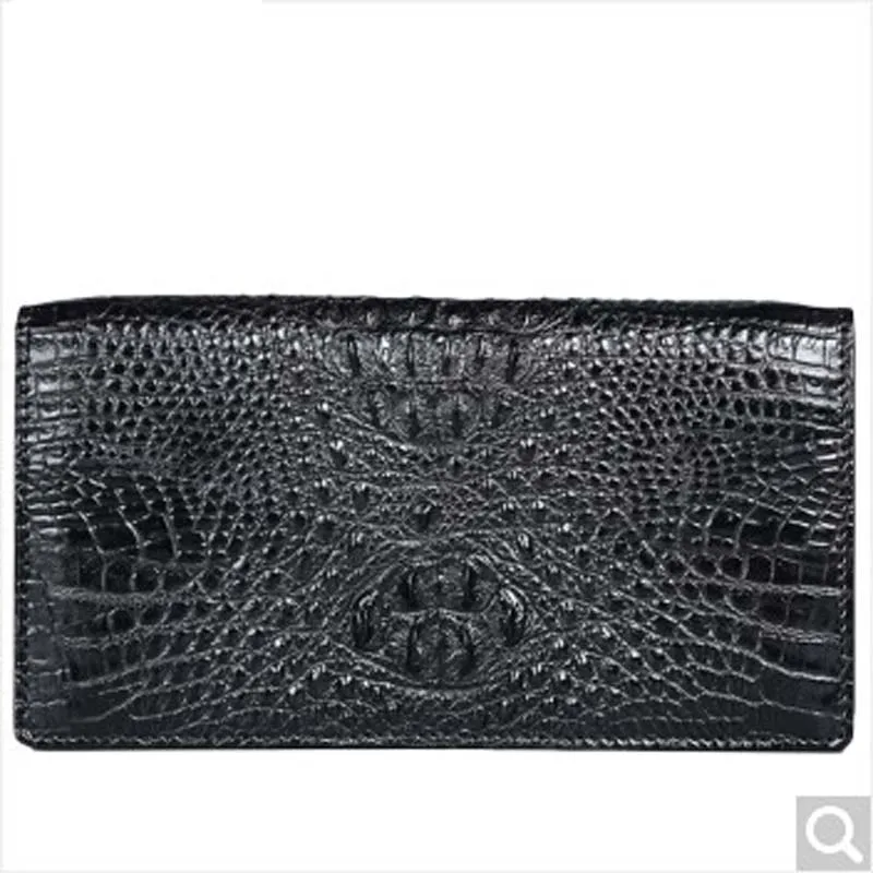 

pulafu Crocodile leather large men's purse casual man wallet clutch bag multi-function card bag black