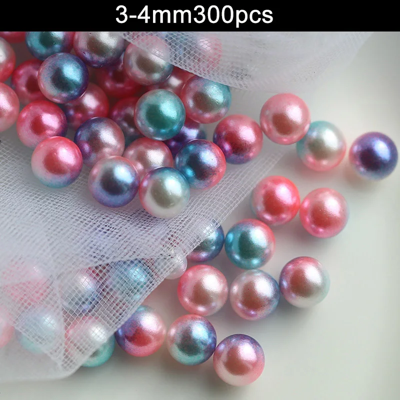 Разноцветные Круглые бусины из искусственного жемчуга без отверстий, бусины для рукоделия для женщин, распродажа - Цвет: 3-4mm 300pcs