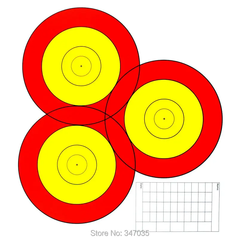 10 шт. мишень Бумага 26 см x 26 см стрельба из лука Спорт на открытом воздухе съемки практика три круга