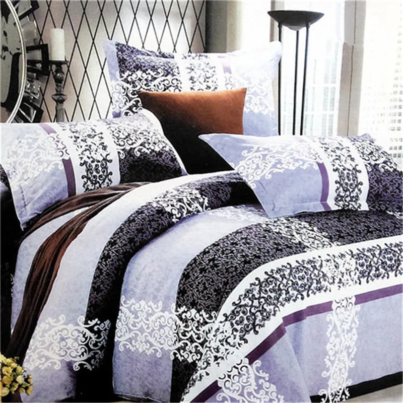 

New style in 2017 Striped pattern 3D bedding fashion 4pcs quilt cover/Bed sheet/pillowcase size Queen