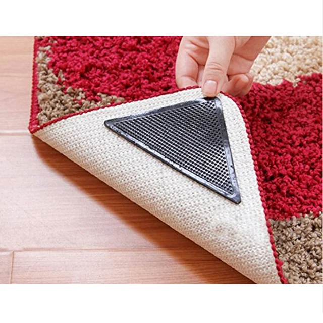 4pcs Rug Carpet Mat Grippers Non Slip Reusable Washable Silicone Grip