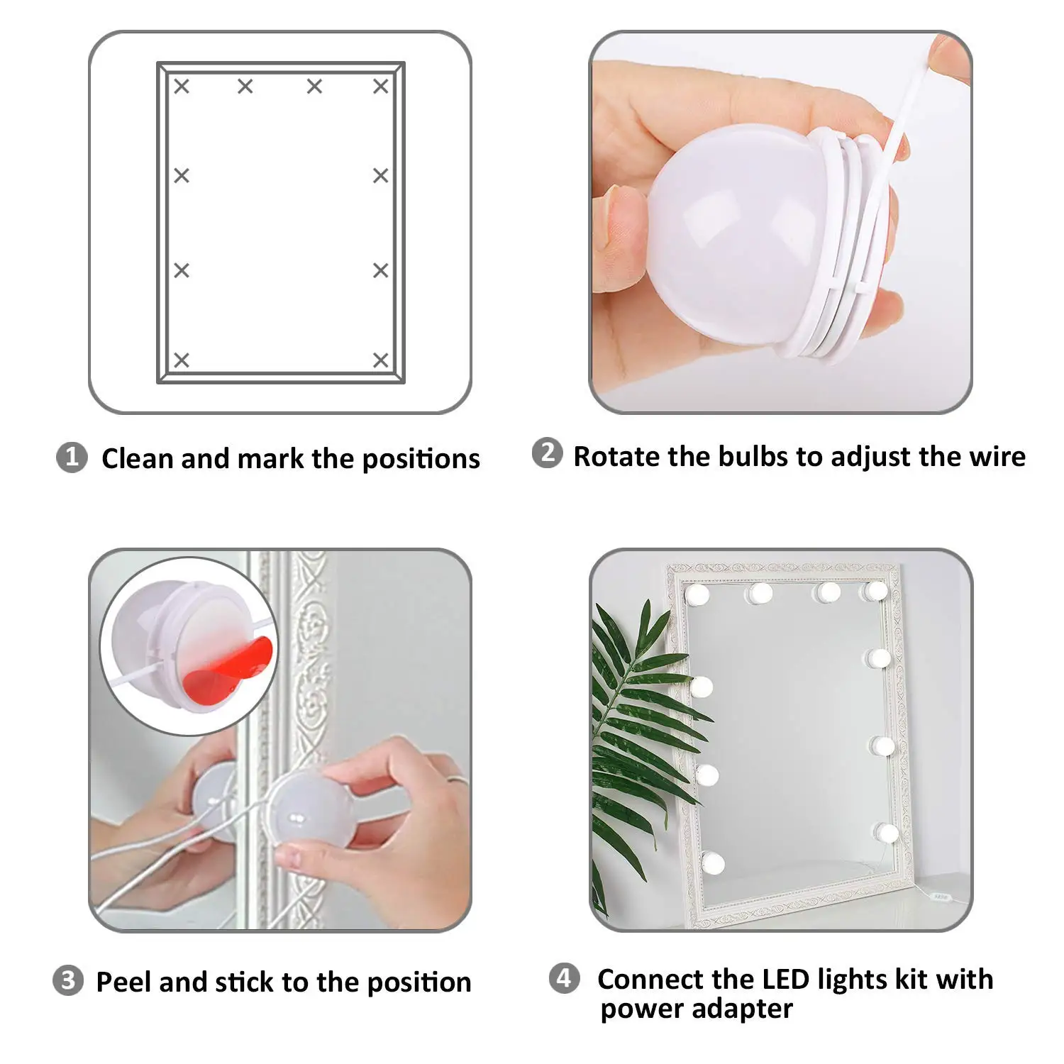 3 цвета освещение ModesLED LED подсветка маленького зеркала комплект