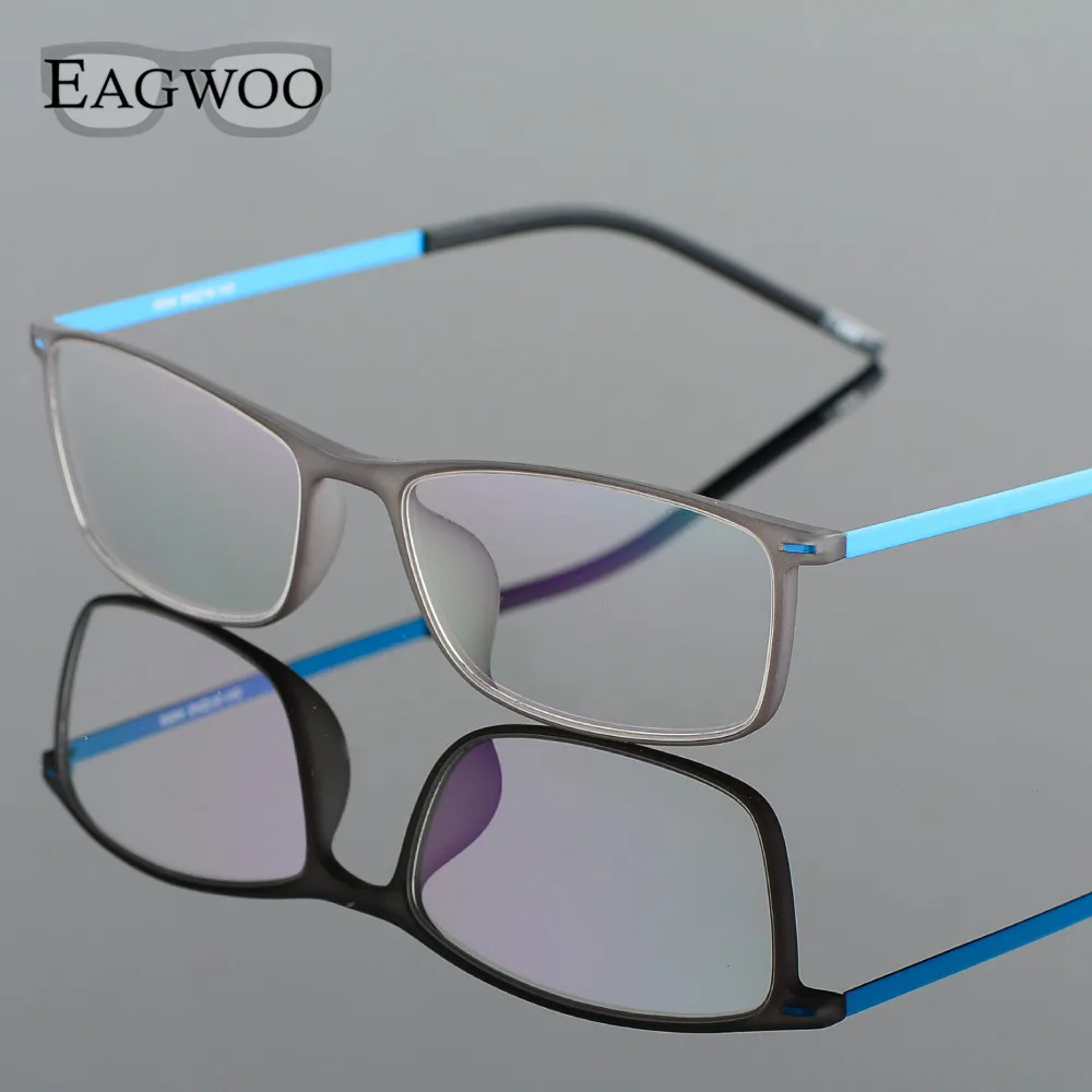 EAGWOO титановые очки для женщин и мальчиков прямоугольные резиновые с полной