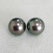 Пара Зеленый Высокий блеск Настоящее Tahitian культивированный свободные перла неразбуренные AA+ 11,2 мм
