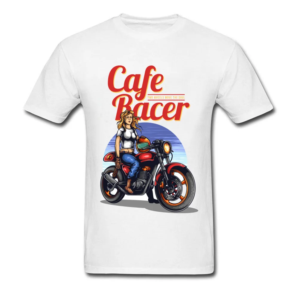 Cafe Racer 2018 Popular Men T-Shirt O-Neck Short Sleeve 100% Cotton Tops Shirt Printed Tops Shirts Free Shipping Cafe Racer white