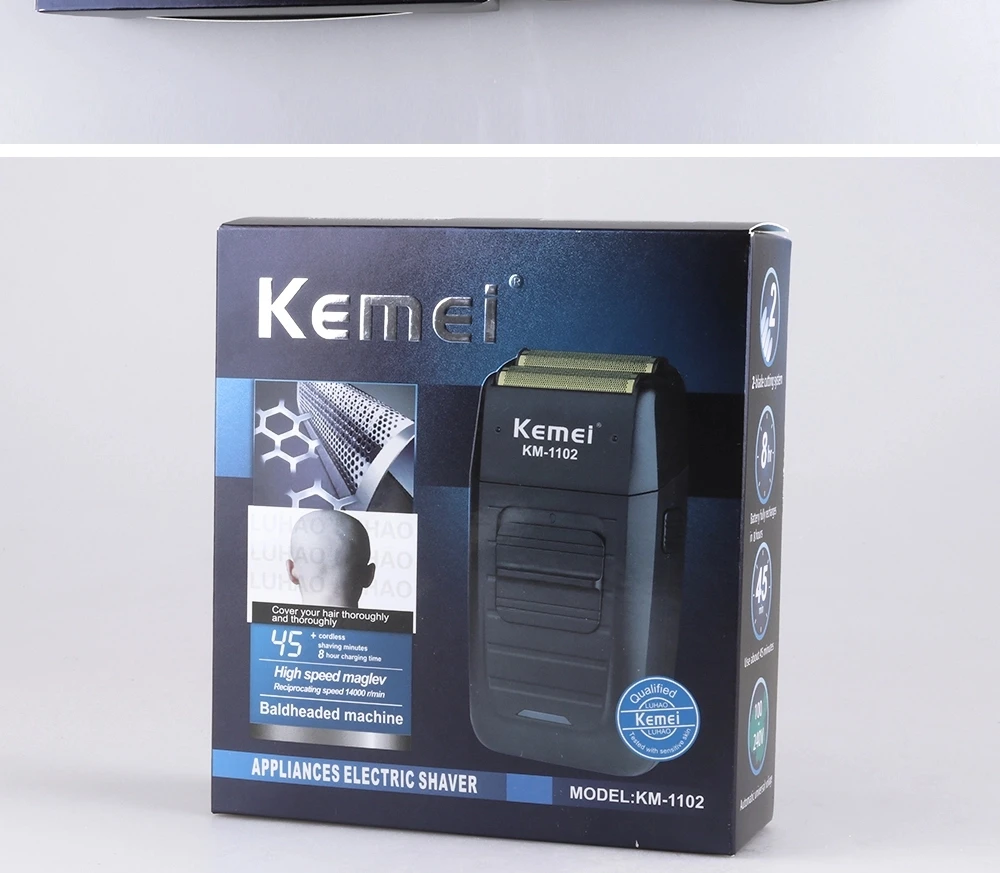 Kemei-1102 Аккумуляторная Беспроводная Бритва для мужчин, плавающая Бритва для бороды, машина для ухода за лицом с двумя лезвиями, многофункциональный мощный триммер
