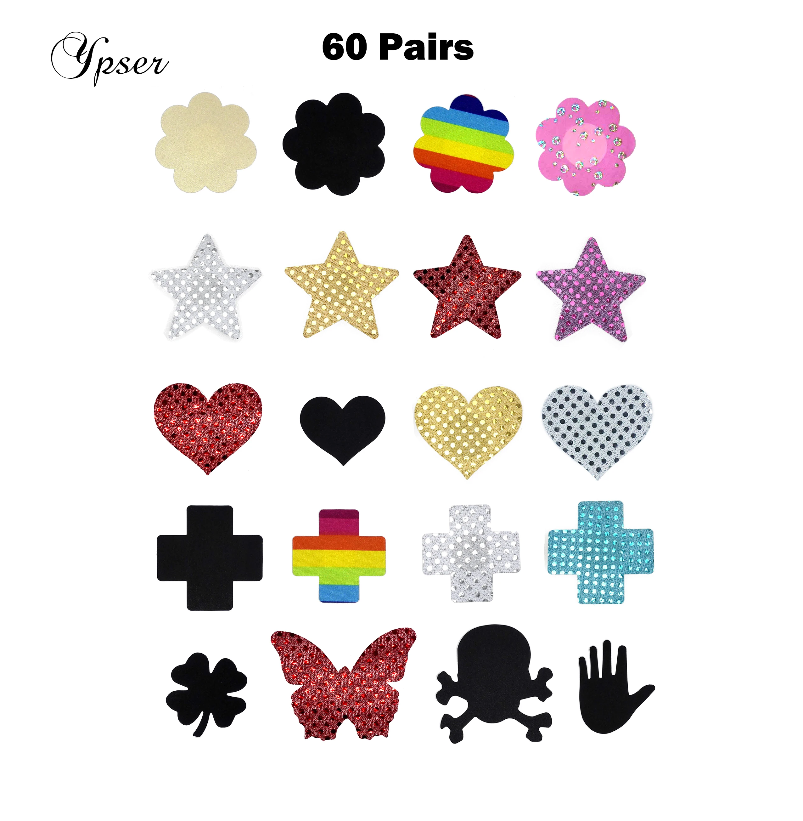 Ypser 60 Pairs Модные Sexy Одноразовые Соска Обложка Атласная Пирожки Груди Лепестки|breast