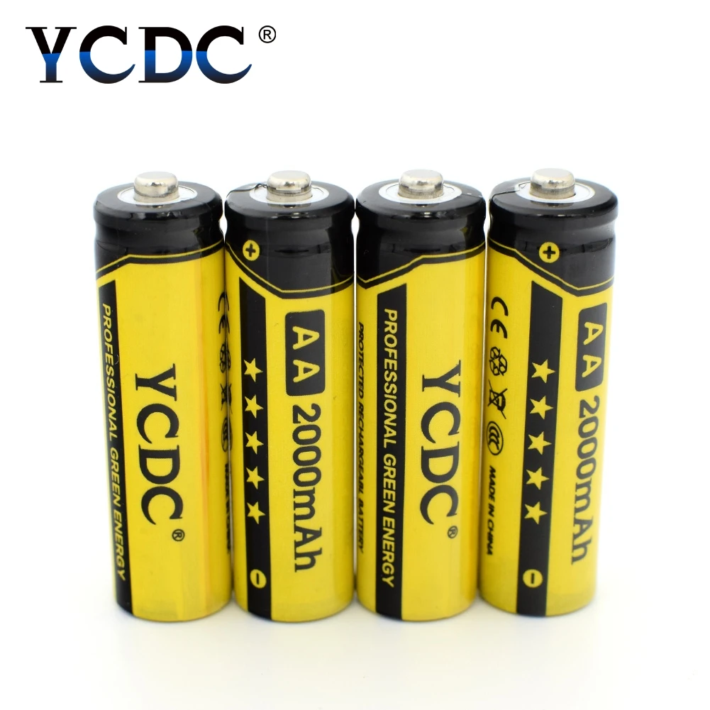 YCDC 4x Ni-MH AA аккумуляторные батареи 1,2 V 2000mAh NIMH батарея для 1,2 v игрушечная мышь фонарик батарея Whit Batery Чехол Коробка