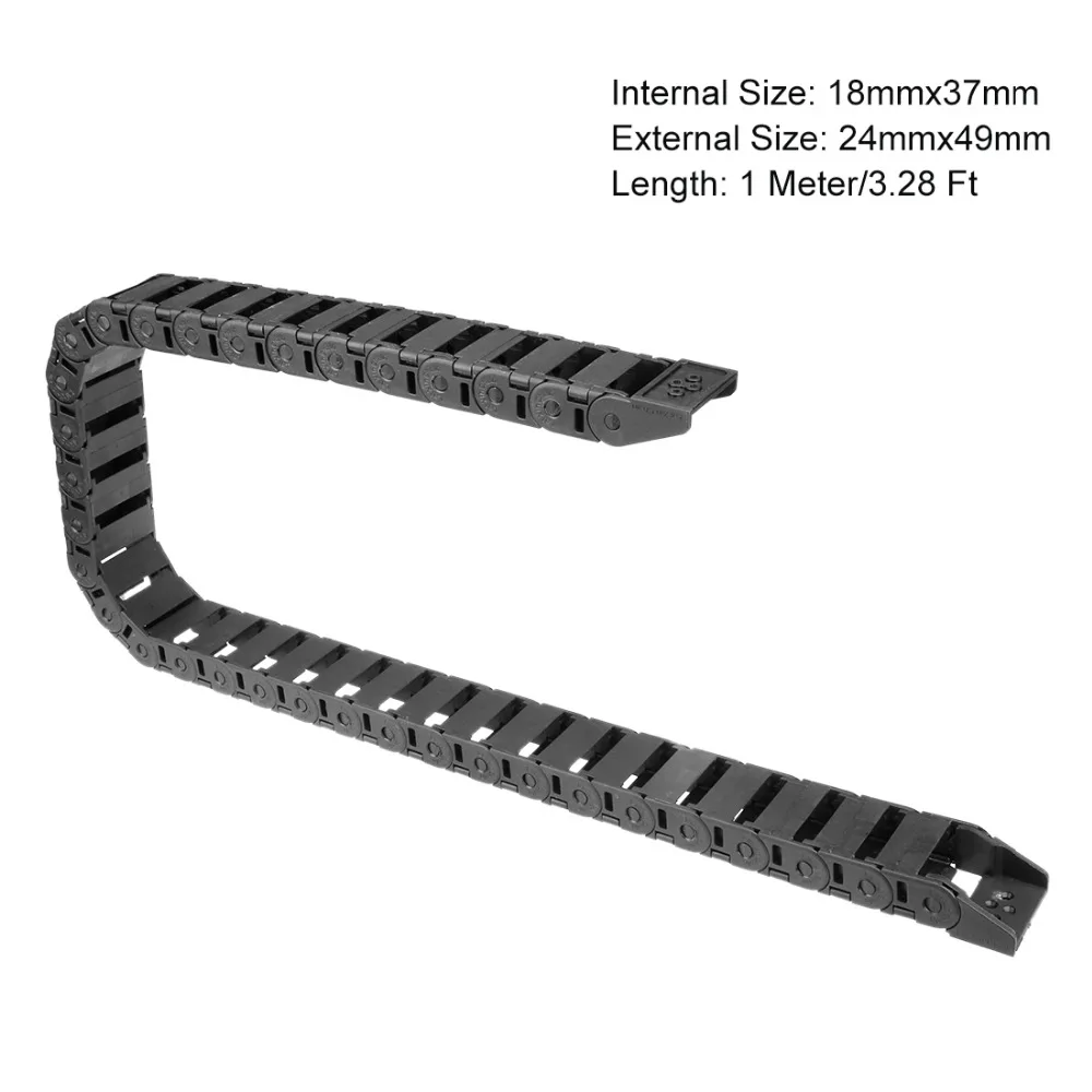 

UXCELL R48 18x37mm 1M Drag Chain Cable Wire Power Transmission Chains Carrier Open Semi Enclosed Open Type for 3D Printer CNC