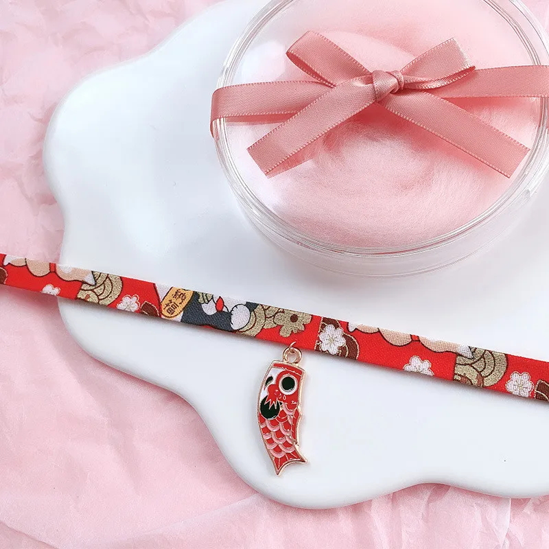 DoreenBeads классический японский стиль лента веревка кукла чокер милый романтический женский птица кошка Карп короткое ожерелье с подвеской, 1 шт - Окраска металла: 4