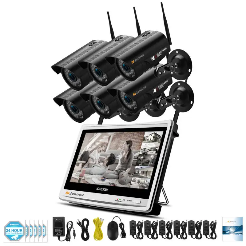6 pieces Cameras Jennov 8CH 1080P Wifi CCTV камера система безопасности комплект 1" ЖК-экран NVR 2MP Открытый IP66 камера система видеонаблюдения комплект - Цвет: 6 pieces Cameras