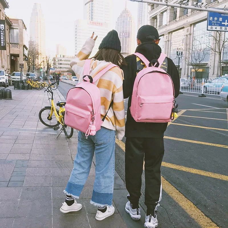 Menghuo Brand Canvas Men Women Backpack Rabbit Pendant College High Middle School Bags for Teenager Boy Girls Backpacks Mochila (16)