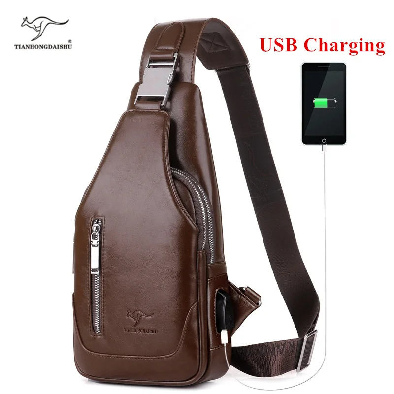Мужская сумка-мессенджер, мужская сумка на плечо из искусственной кожи, нагрудные сумки через плечо, деловые сумки-мессенджеры, мужская сумка с зарядкой через USB
