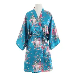 Yjsfg дом новый Для женщин Короткие Цветочные Халат Свадебные невесты кимоно Халаты леди сна Lounge летом искусственного шелка