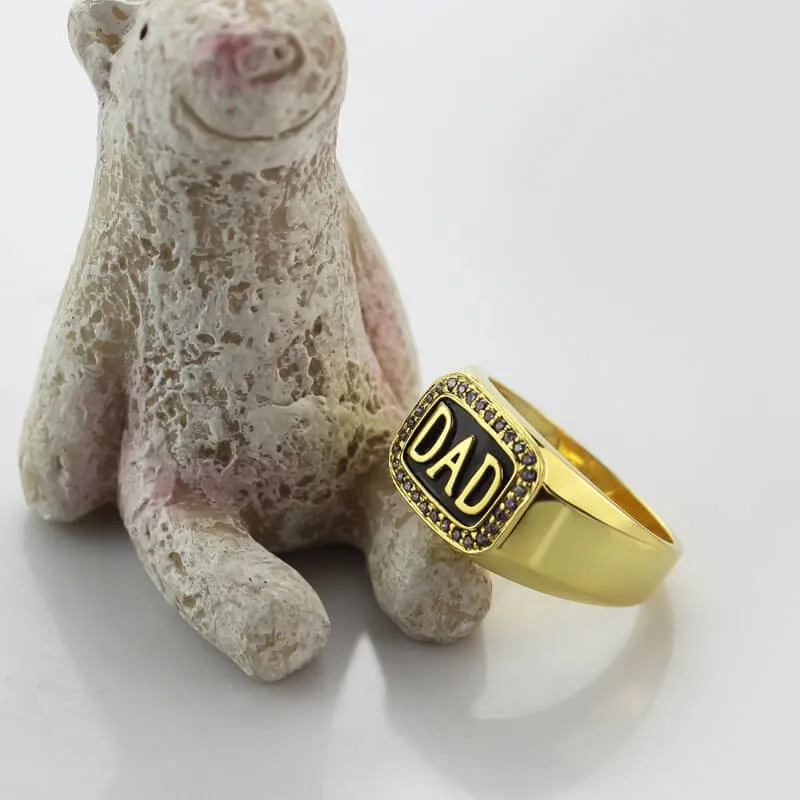 AILIN мужское кольцо с надписью «Dad», камень ручной работы золотого цвета, подарок на день отца