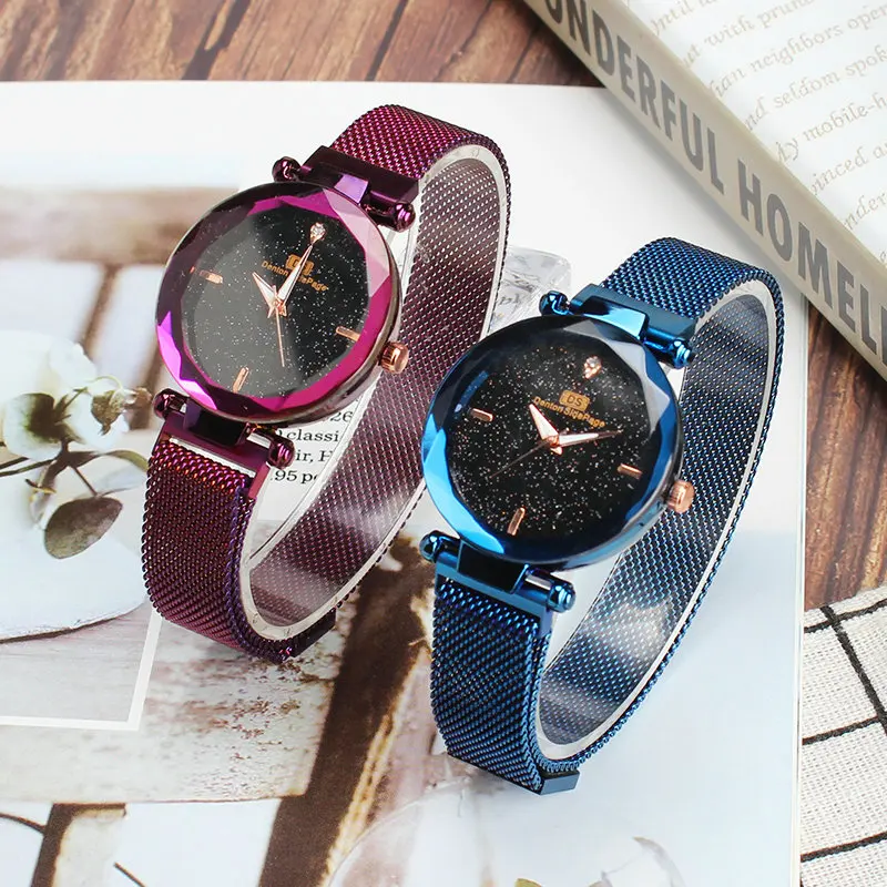 Fashion mesh watch no logo roman number color belts men lady