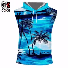 OGKB Толстовка без рукавов Homme Мода О образным вырезом фрукты 3D кепки жилет с принтом кокосовой пальмы забавные большой размеры Homme