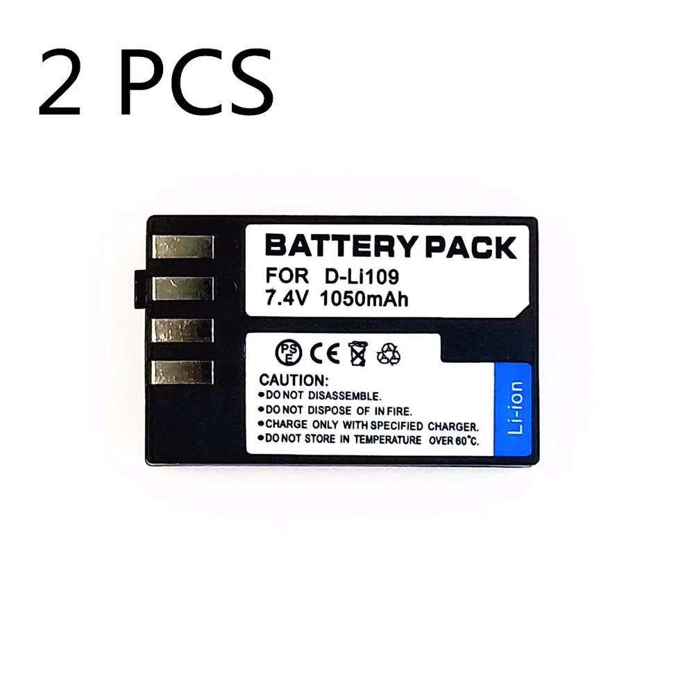 2 Pieces 1050mAh D LI109 DLI109 D LI109 Camera Battery For