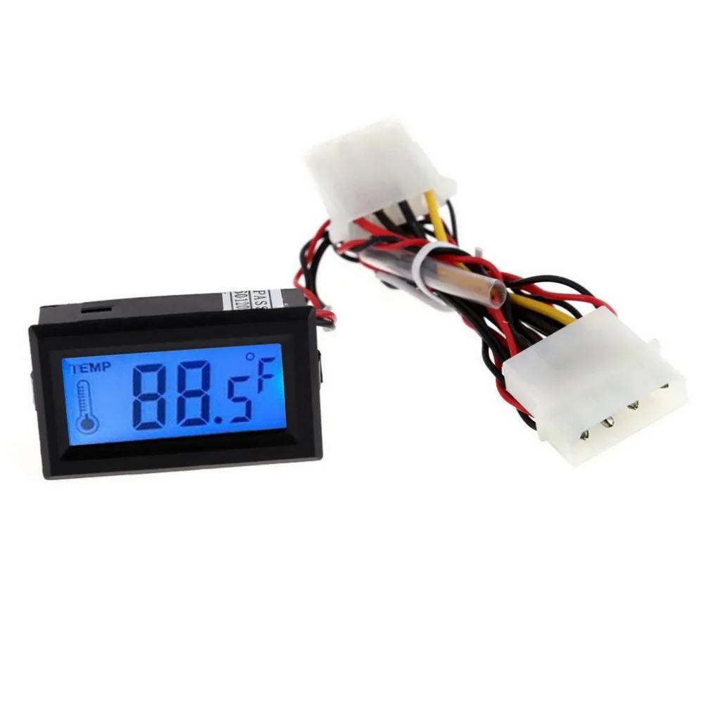 

ACEHE Digital Thermometer LCD Meter Gauge Detector PC Car Mod C/F Molex Panel Mount Car Boats Measuring Temperature Tool
