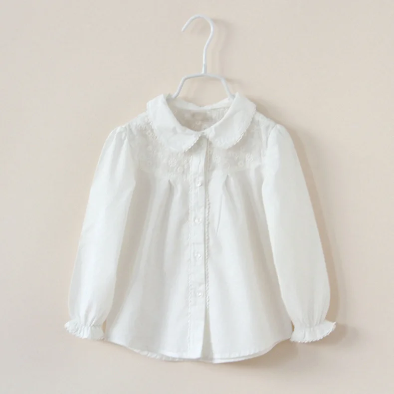 

Kids White Shirts For Girl Long Sleeve Lace Girls Blouses Spring Autumn Children School Uniforms Students Tops