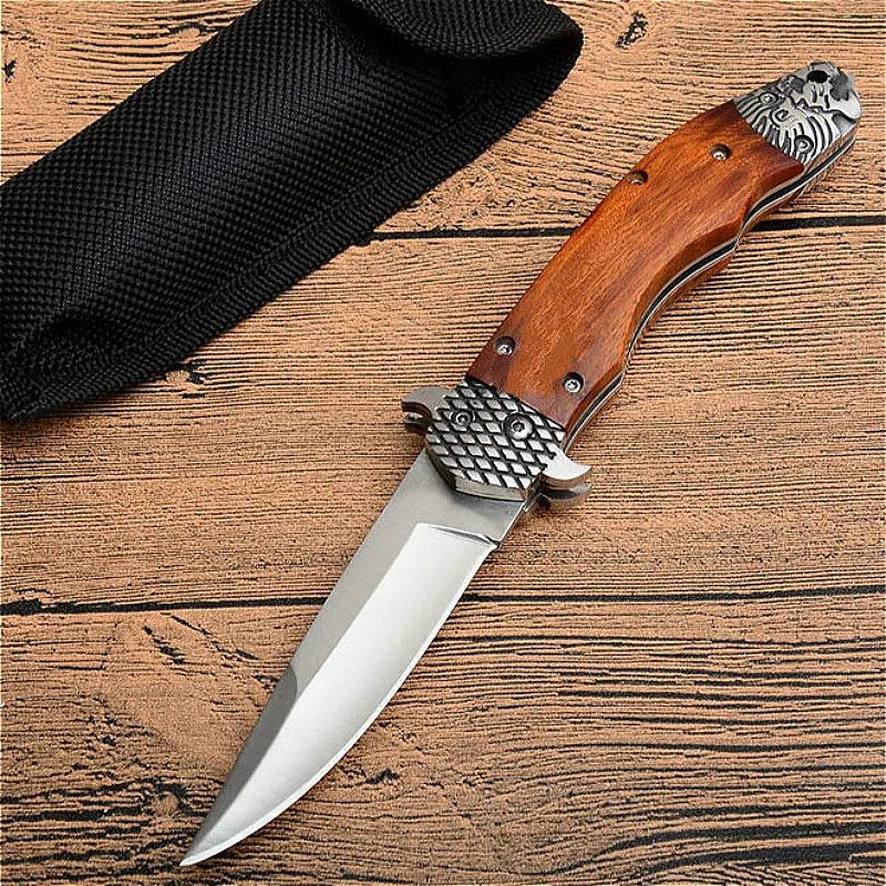 

PEGASI German lion head design 21cm 60HRC sharp folding knife (8CR13 steel) survival folding knife multi-function tactical knife