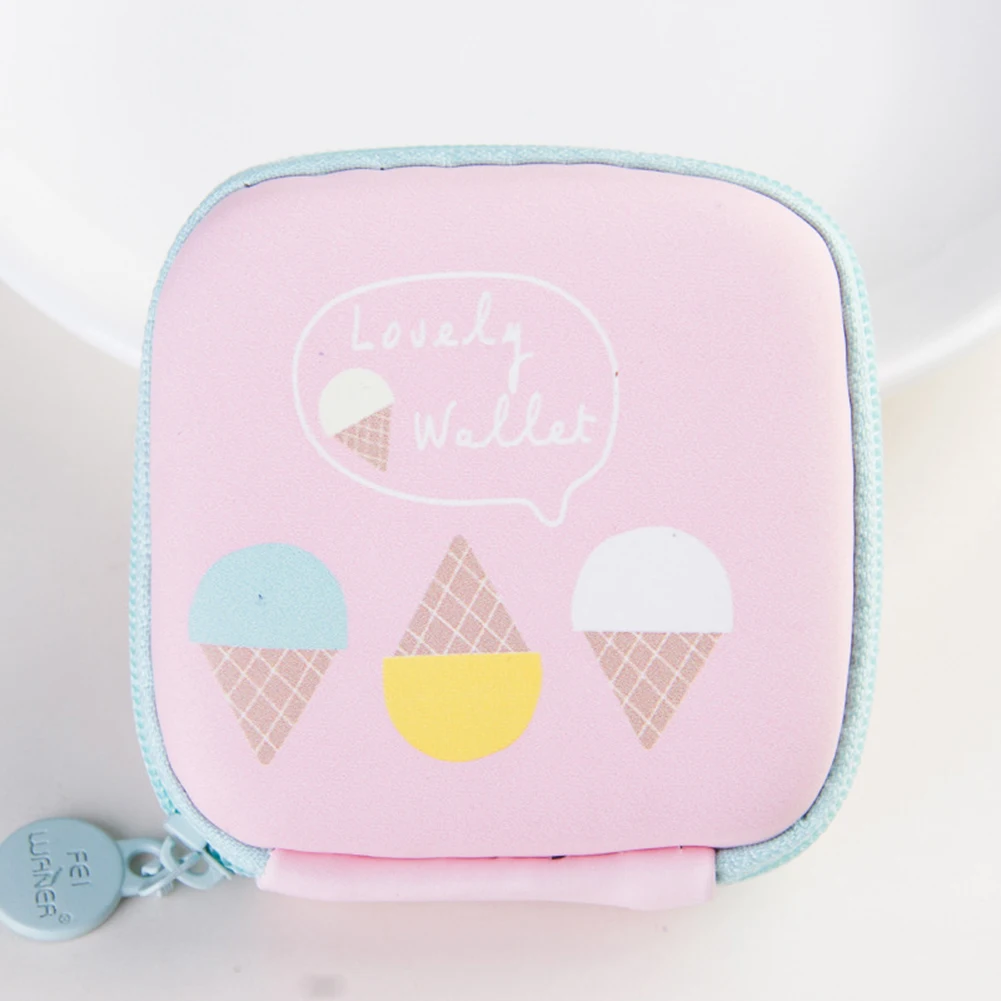 Милый мультяшный кошелек на молнии портативный фруктовый напечатанный наушник наушники карты сумка для хранения чехол для IphoneIn-Ear Airpod наушники - Цвет: Pink ice cream
