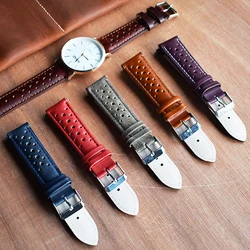 Handmade Watchband Soft Genuine Leather Watch Strap 18mm 20mm 22mm 24mm Porous Ventilation Wristband Replacement for Watches