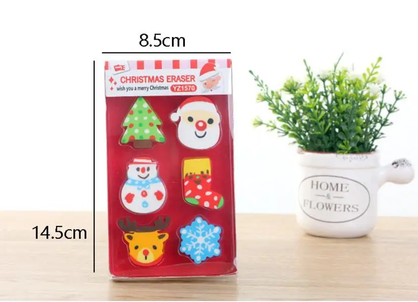 Coloffice 1PC Cartoon Christmas Kawaii Snowman Colorful Shape Eraser For Kids Student Gift Novelty Item Office School Supplies