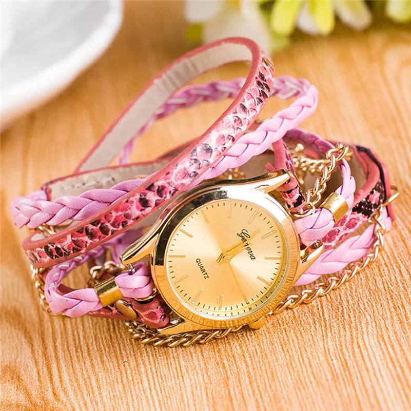New Fashion Women's watches casual watches Around Bracelet Watch Synthetic Leather Chain Watch Clocks Female Reloj mujer M11 (1)