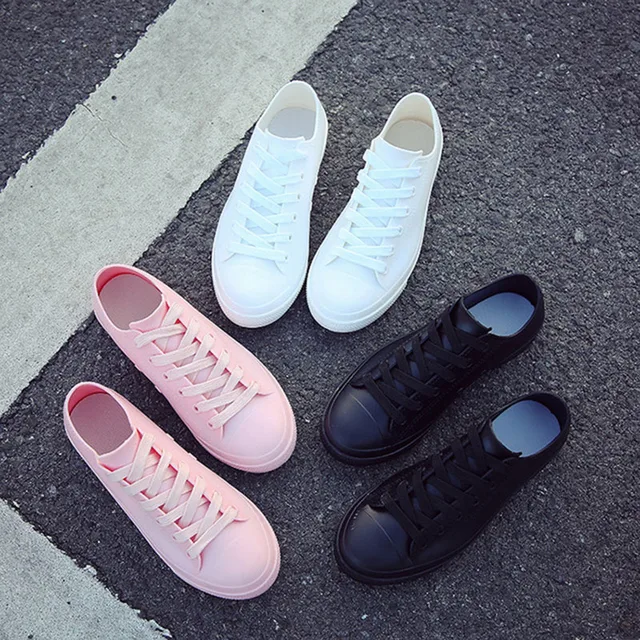 US $9.46 Rain Boots For Women White Sneakers Shoes Waterproof 2019 Spring Summer Female Casual Shoes Rubber 