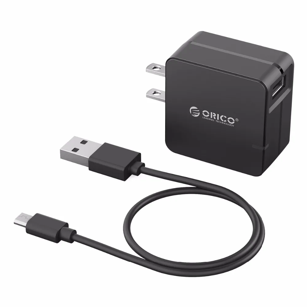 ORICO QCW-1U Quick Charge 2,0 быстрое USB ЗУ для мобильного телефона для samsung S5 S6 LG с 80 см Micro USB кабелем