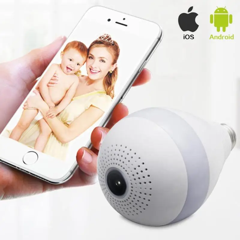 

1080P 360 Degree Panoramic HD 2MP Wireless Fish eye Security Camera LED Light Bulb Remote Monitor Infrared Surveillance Webcam