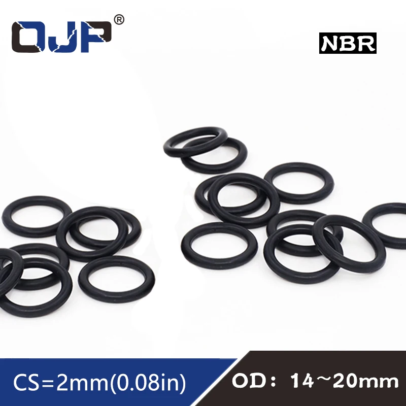 

50PC/lot Rubber Ring NBR Sealing O Ring OD14/15/16/17/18/19/20*2mm O-Ring Seal Gaskets Nitrile Oil resistance Ring Washer