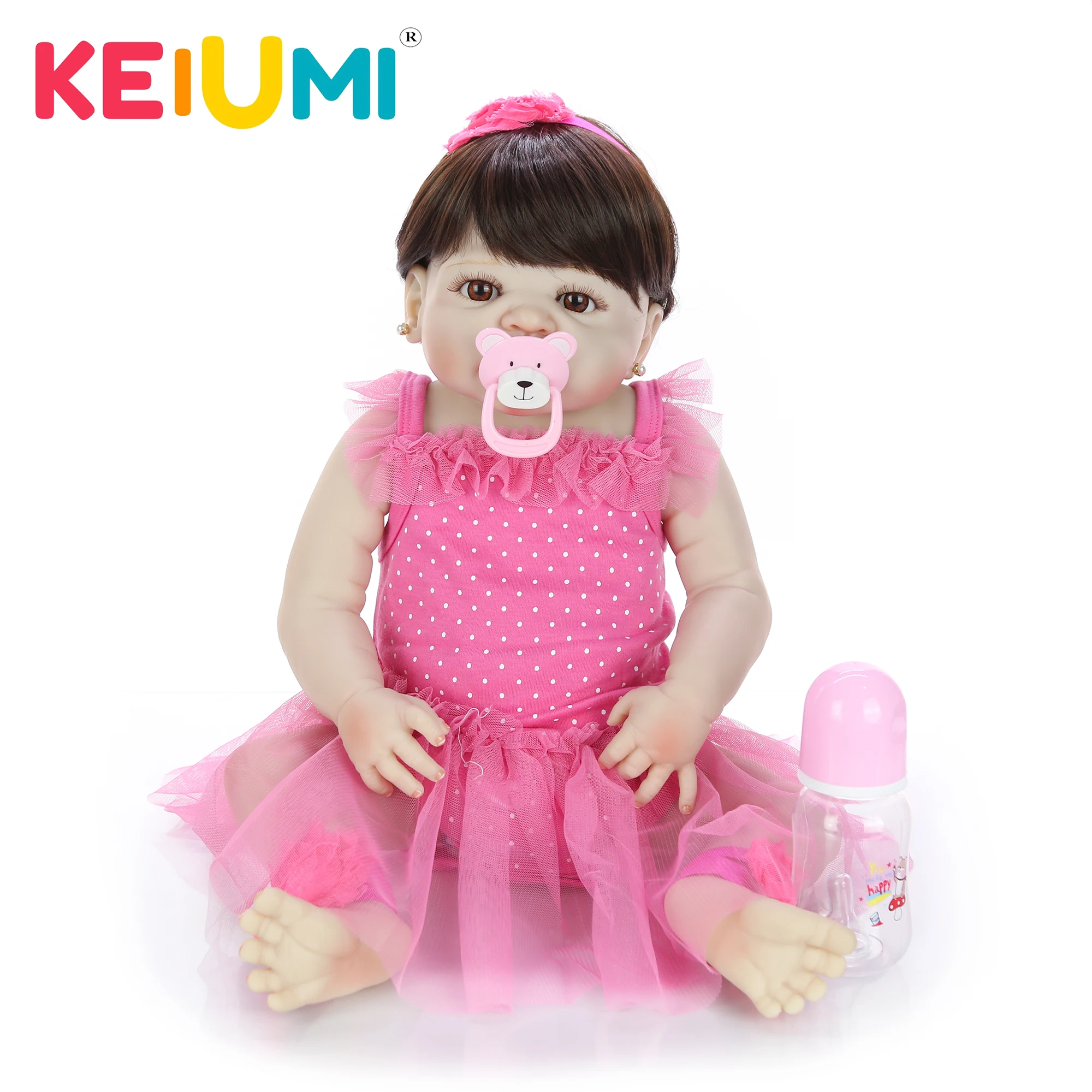 KEIUMI 57 см Силиконовые всего тела Reborn Baby Doll Игрушки для девочек реалистичные кукла