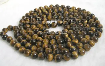 

Wholesale free shipping >>70" 10mm natural perfect round tiger eye necklace