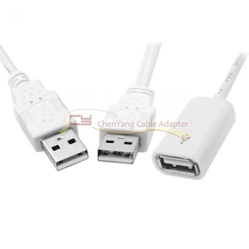 

100PCS/CY USB 2.0 Female to Dual A Male Extra Power Data Y Extension Cable for 2.5" Mobile Hard Disk White