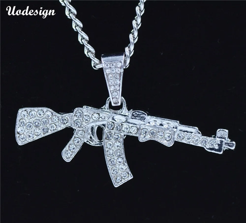 Fashion Cool AK47 Gun Pendant Necklace European Hip Hop Jewelry with