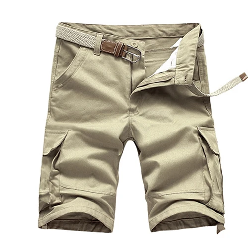 HOT 2019 Summer Cotton bermuda masculina overalls Cargo loose Solid Knee Length tactical Multi pocket short erkek homme