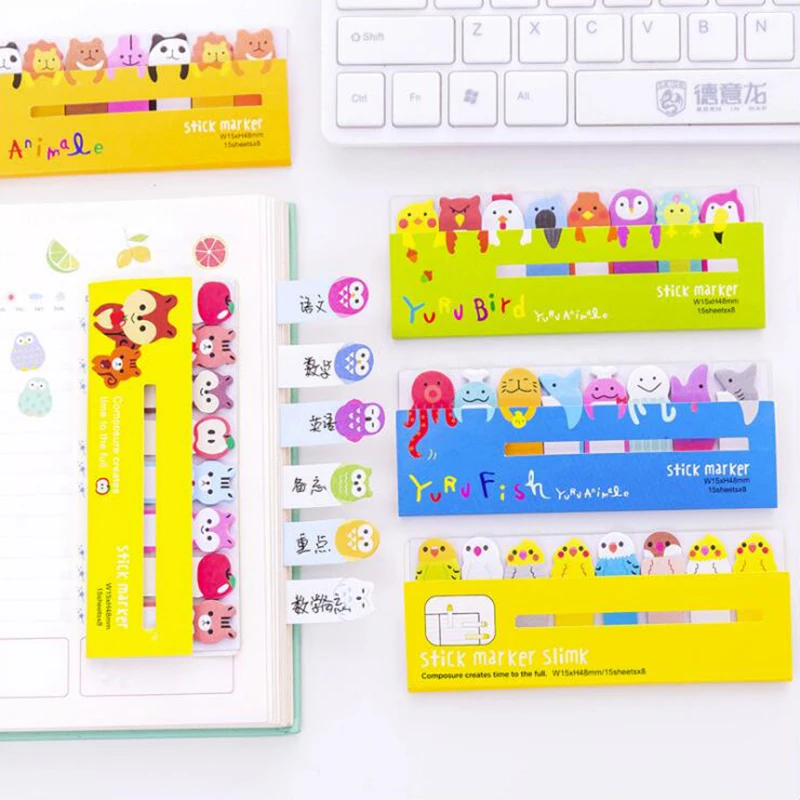 

Self-Adhesive Memo Pad Post Sticky Notes Planner Colored Animal Combination Notes Office Stationery and School Supplies 1PCS