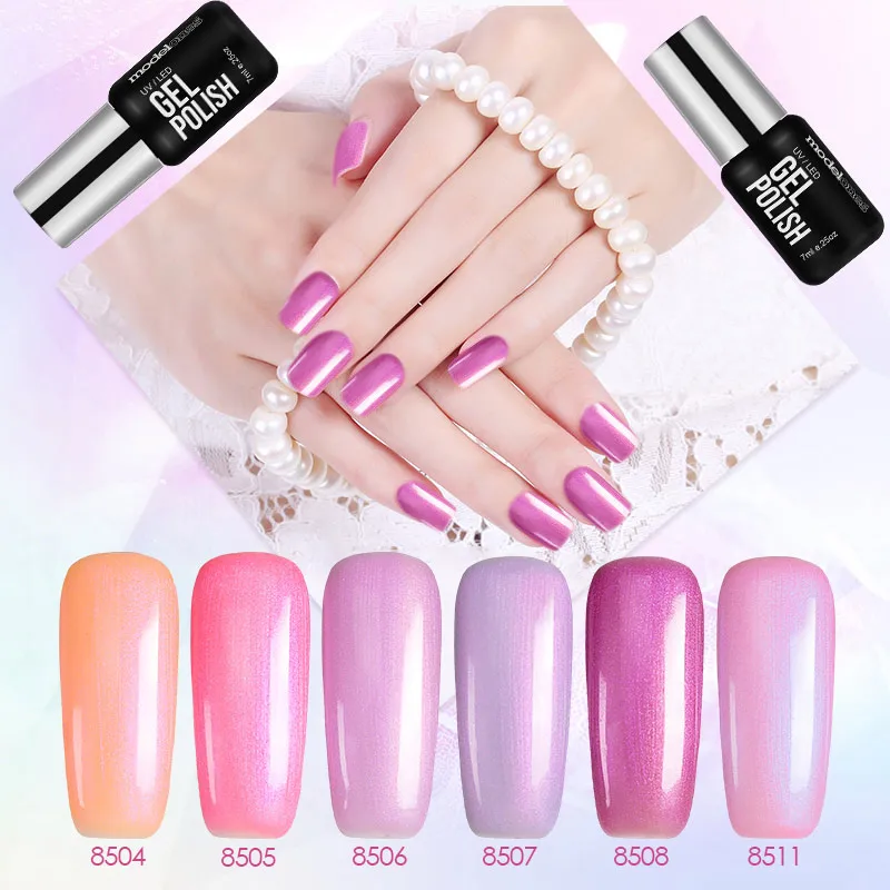 

Modelones 6pcs/Lot Gel Polish Pink Color Series Pearl UV Nail Gelpolish Soak Off High Quality Nail Enamel Long Lasting Shell Gel
