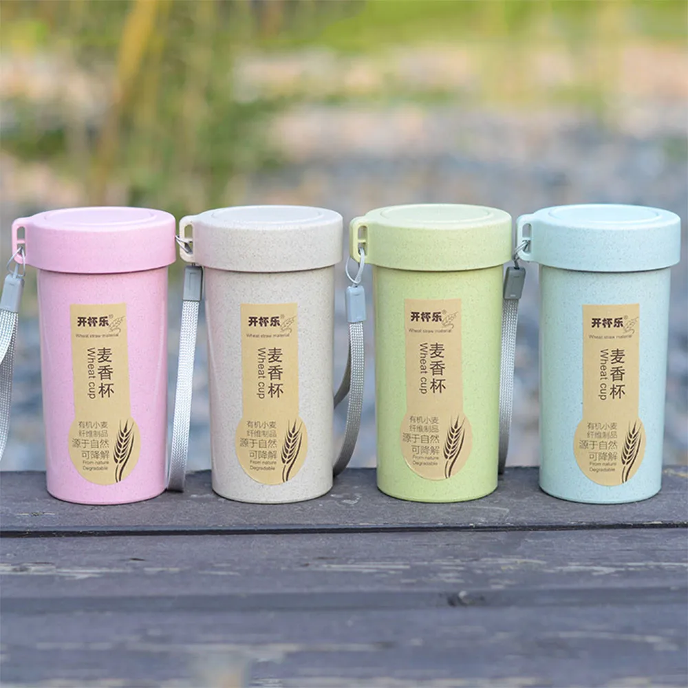 

350ml Nature Wheat Straw Portable Water Bottle Drink Container Cup Mug Outdoor Telescopic Collapsible Drinking Travel Cup #80