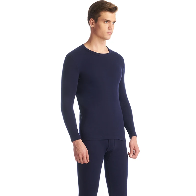 THREEGUN 100% Cotton Winter Men's O-Neck Warm Long Johns Set Ultra-Soft Thermal Underwear termica Undershirt merino Pants Pajama THREEGUN 100% Cotton Winter Men's O-Neck Warm Long Johns Set Ultra-Soft Thermal Underwear termica Undershirt merino Pants Pajama