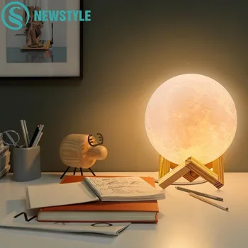 

Dropship 3D Print Moon Lamp Colorful Change Touch USB LED Night Light Home Christmas Bedroom Decor Creative Children Gift