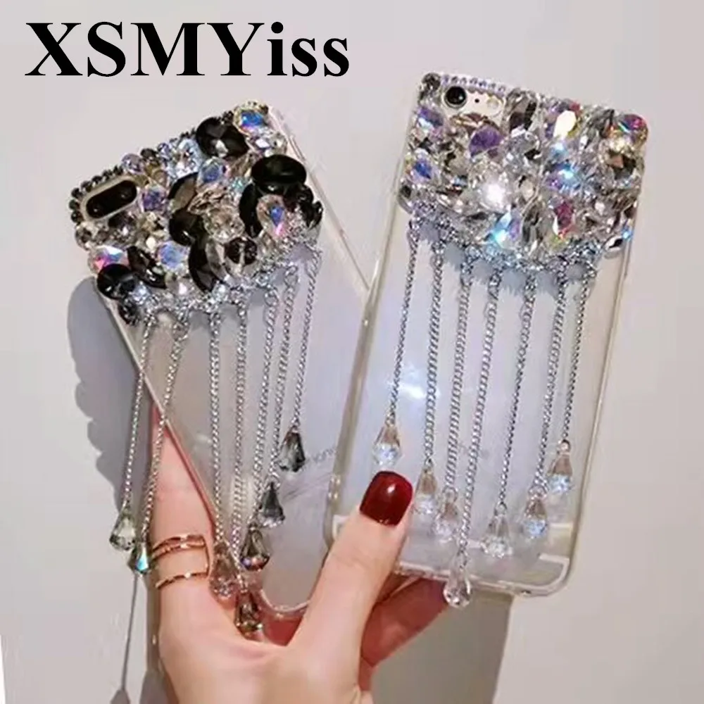 

XSMYiss Luxury Glitter Pendant Phone Cases For iPhone X 10 Back Cover Bling Diamond soft Case For iPhone 6 6s 7 8 Plus Xs Max XR