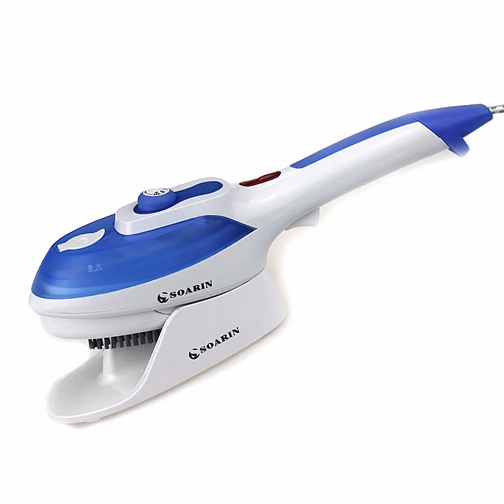 Handheld Portable Steam Iron Bule Color With Brush Ceramic Base For