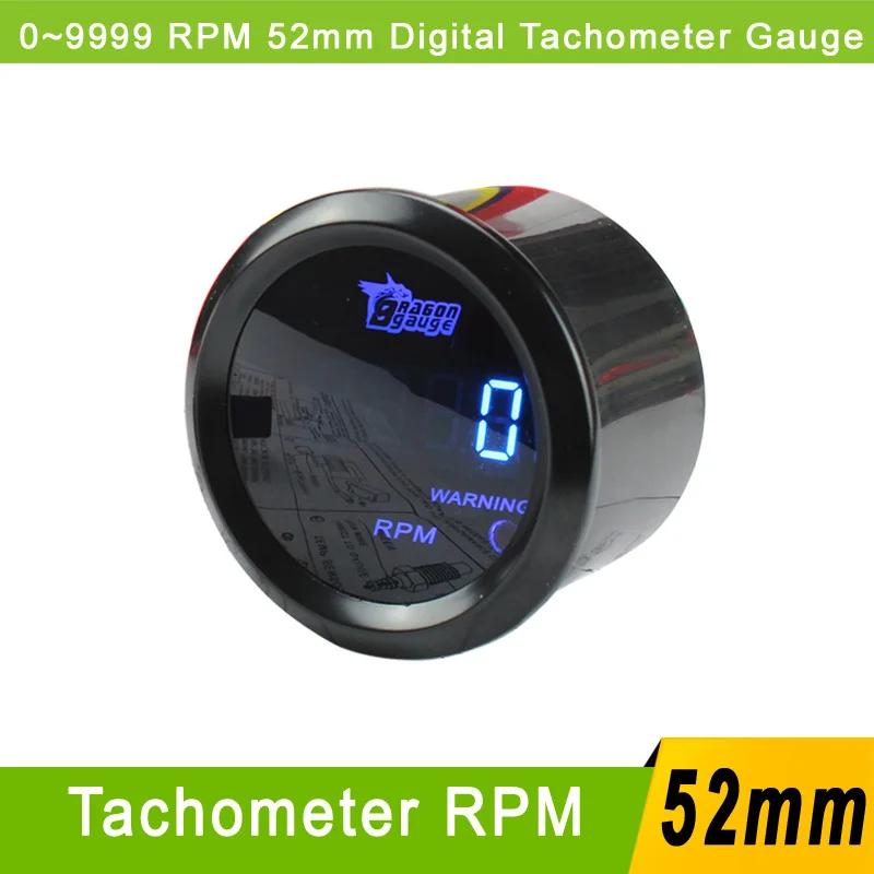 Hot!2" 52mm Car Digital Tacho Tachometer RPM Gauge Blue Led Car Meter
