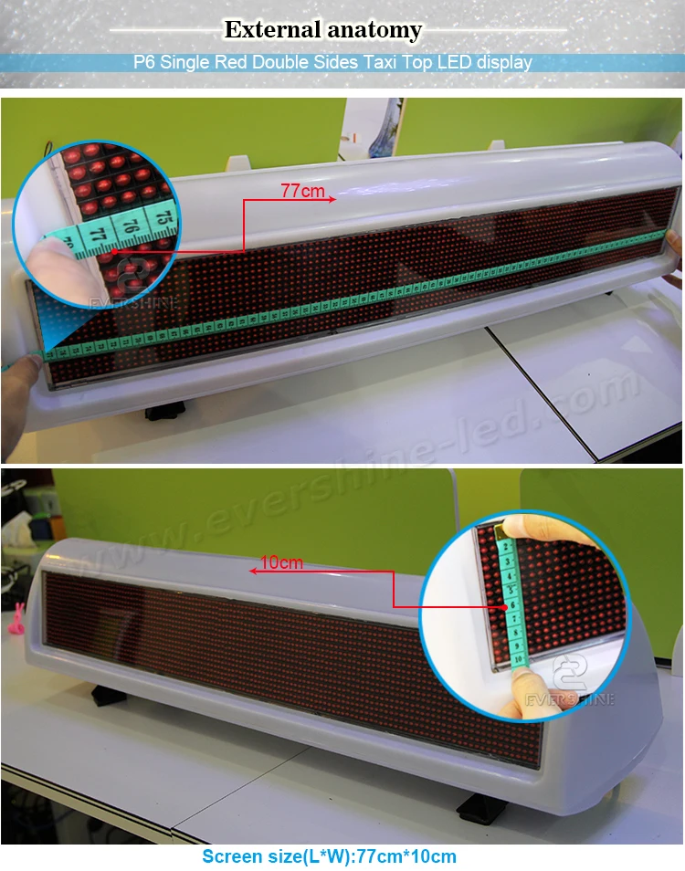 P6 водонепроницаемые двойные стороны высокая яркость такси крыши красный цвет светодиодное освещение для мобильных наружных led дисплей рекламного знака
