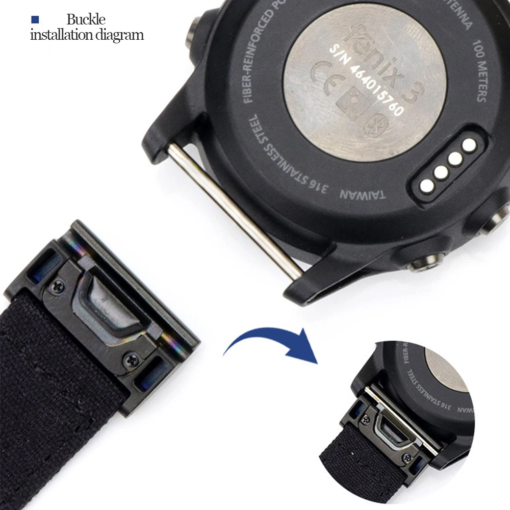 Tschick Fenix 5X ремешок 26 мм Quick Release Easy Fit для наручных часов тканый нейлоновый