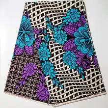Новое поступление настоящий воск гарантированный мягкий синий и фиолетовый цветочный дизайн Африканский Воск печатает ткань 6 ярдов/партия Анкара ткань